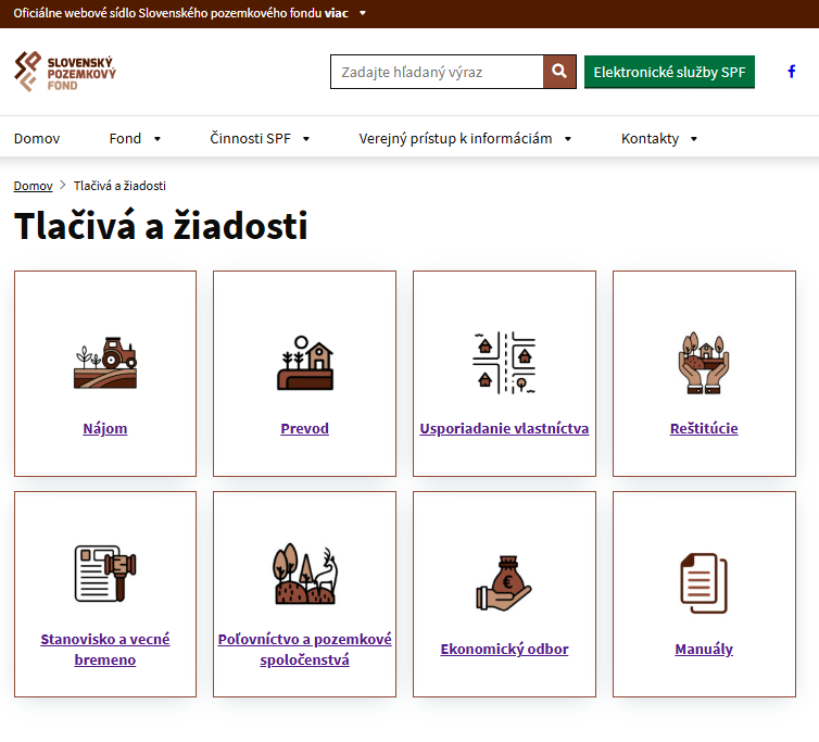Upravené vzory tlačív a žiadostí